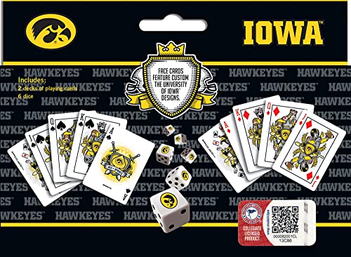 Image of MasterPieces Game Day - NCAA Iowa Hawkeyes 2-Pack Playing Cards & Dice Pack - Officially Licensed Set for Adults and Family