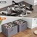 Lifewit Shoe Storage Organizer for Closet, Fabric Large Shoe Box Storage Containers with Clear Cover, Foldable Bins for Boots Heels Sneakers Fits 24-32 Pairs (Each 12-16 Pairs) 2 Pack Gray