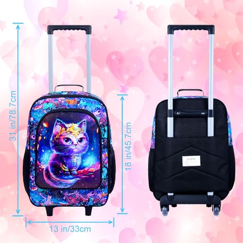 Image of CCJPX Kids Suitcases for Girls, Cute Cat Luggage Rolling with Wheels, kids carry on luggage for Children Toddler Elementary(Black)