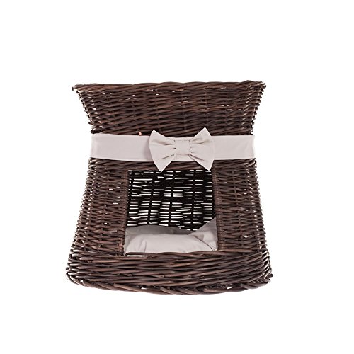 Camas hechas a mano de la cesta del animal doméstico del mimbre para los gatos de los perros, cama del animal doméstico de mimbre con el