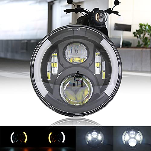 SKTYANTS 7 Inch led Headlight DRL (Left/Right) Turn Signal Lights for Motorcycle Harley Davidson (Black)