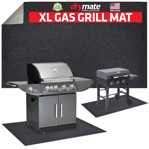 Drymate Under Grill & Griddle Mat, Absorbent, Waterproof, Easy To Clean, Reusable, Deck Protector for Outdoor Gas Grill, BBQ Floor Mat for Patio, Grease & Oil Trap Pad (USA Made) (Charcoal, 36' x 59')