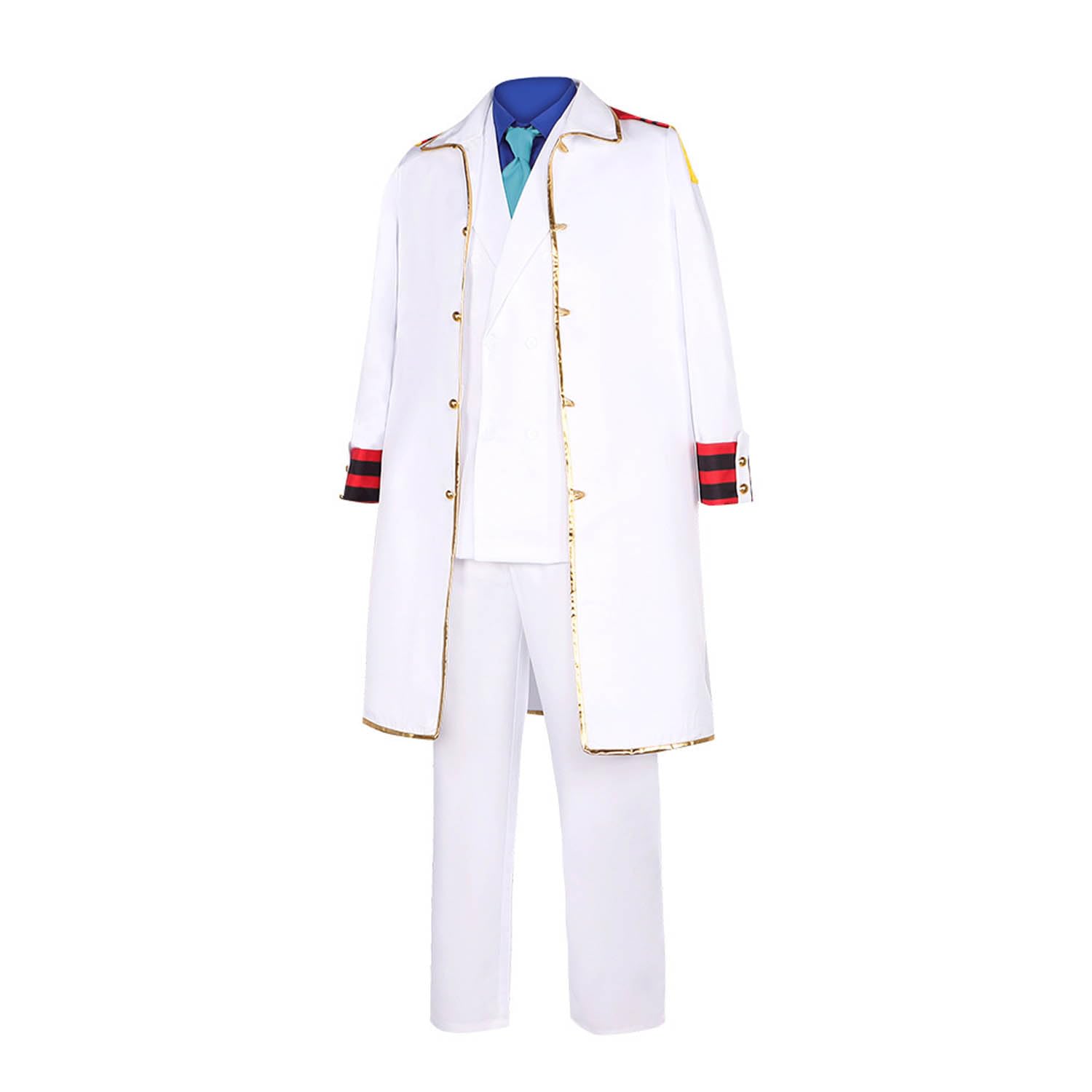 Anime One Piece Monkey D Garp Cosplay Costume Tenue Portgas D Ace Jeu de Rôle Uniforme Blanc Cape Chemise Ensemble Complet Halloween Carnaval Fête Habiller pour Hommes
