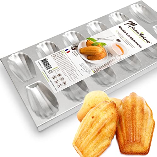 MIRONTAINE Madeleines Backform aus Weißblech, 12 Mulden