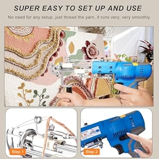 Carpet Tufting Machine, 7-18mm Carpet Making Kit, Punch Needle Rug Kit, Electric Carpet Tufting Machine with Trimmer Kit - 360° Rotatable Handle, Rug Tufting Supplies,110V