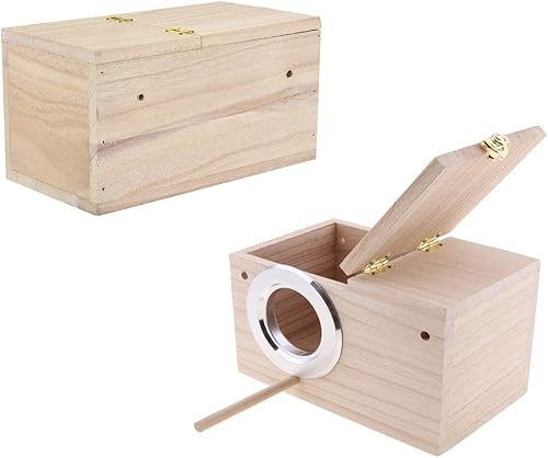 Miniatura 3 de Caja de anidación de periquitos, caja de cría de nido de pájaros, jaula de madera para agapornis, cacatúa, periquito conure, loro, 8 x 5 x 5 pulgadas