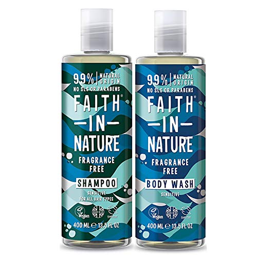 Faith In Nature Fragrance Free Shampoo and Body Wash Duo Pack | Vegan | No Cruelty | 99% Natural Fragrance | No From SLS or Parabens