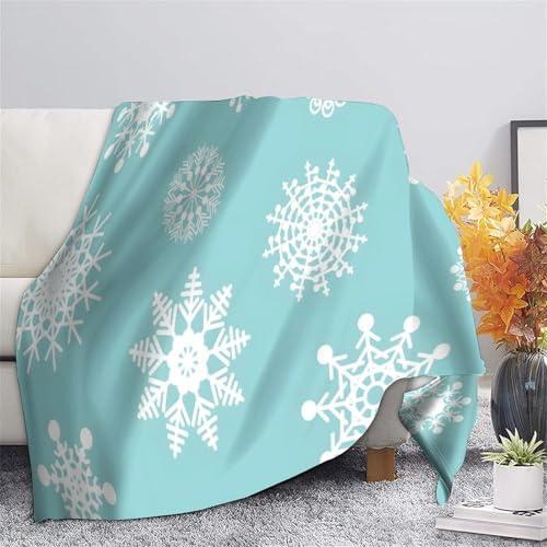 Couverture lit 150x200 plaid microfibre flocon neige 3D hiver - 5