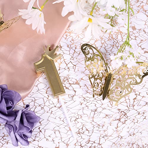 Aiex 3Inch Birthday Number Candle, 3D Candle Cake Topper With Crown Cake Numeral Candles Number Candles For Birthday Anniversary Parties (Gold; 1) #TOP2