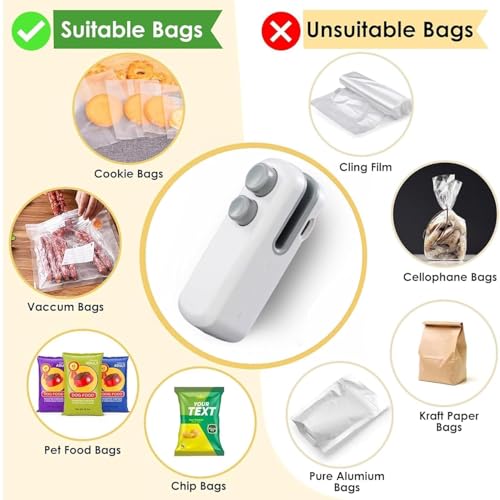 Image of Nibbler Portable Mini Sealing Machine, Handheld Packet Sealer for Food, Snacks, Chips, Fresh Storage, Plastic Bags Sealing Machine, Type C Charging Vacuum Sealers