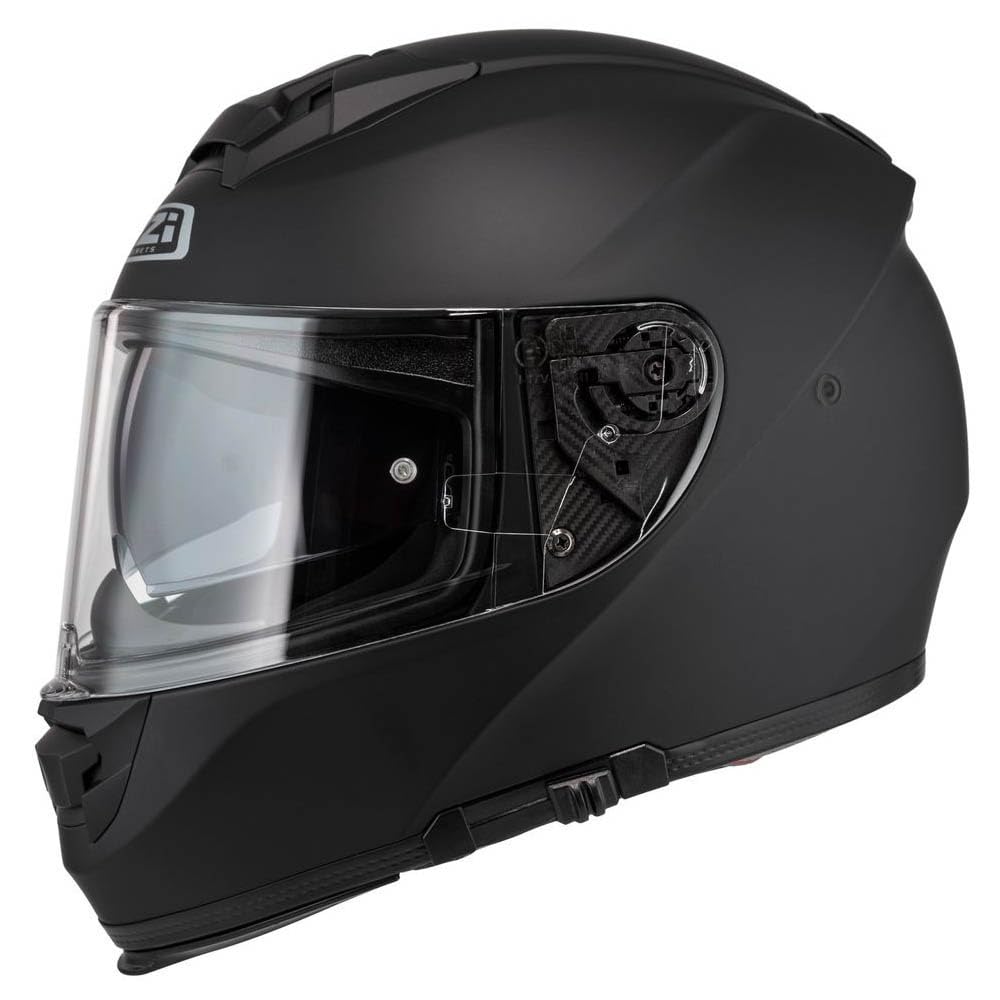 NZI Casco de Moto Integral Designed Solid Negro Mate con Gafas de Sol | Unisex Hombre y Mujer Homologado ECE 22.06