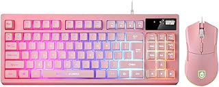 Pink RGB Gaming Keyboard and Mouse Combo,RGB 7200DPI Gaming Mouse,USB Pink Mechanical Feeling Keyboard Wired Set for PC MAC Chrome PS4 Xbox Laptop