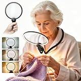 Rechargeable Magnifying Glass with Light 5.1", 5X Magnifer Neck Wearable Hands Free & Handheld Large Lighted Desk Magnifying Glasses for Reading Booking Crafts Close Work Seniors
