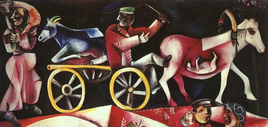 Illustration Marc Chagall Le marchand de bétail poster surréaliste géant 150x50cm