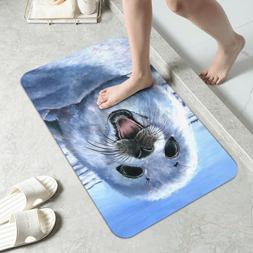 Tapis de bain super absorbant séchage rapide salle de bain diatomées phoque