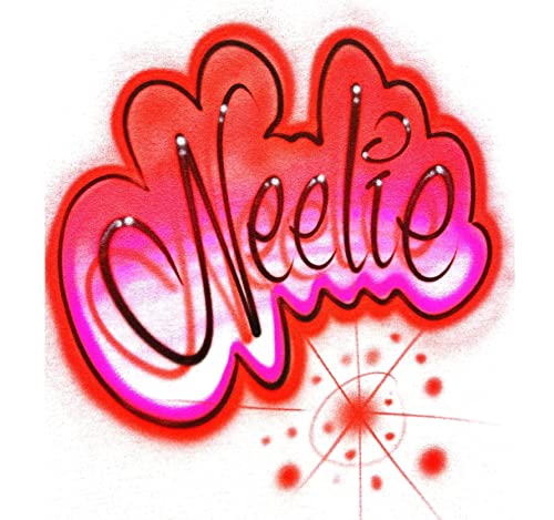 Airbrush Red & Pink Name Design T Shirt