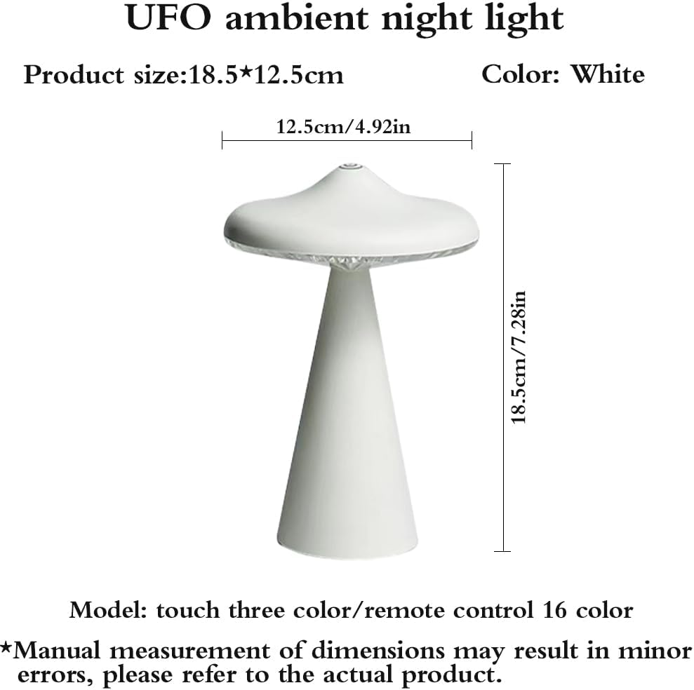UFO Led Night Light for Kids,Flicker-Free USB Rechargeable Light Bedside Desk Lamps with 3 Lighting Modes Birthday Halloween & Christmas Gifts for Baby Children (White)