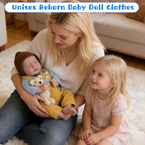 Image of EKOKIZ Reborn Baby Dolls Clothes Baby Boy Clothes Perfectly Cute Newborn Dolls Outfits 17-20 Inches Doll Accessories fit Reborn Doll Newborn Boy