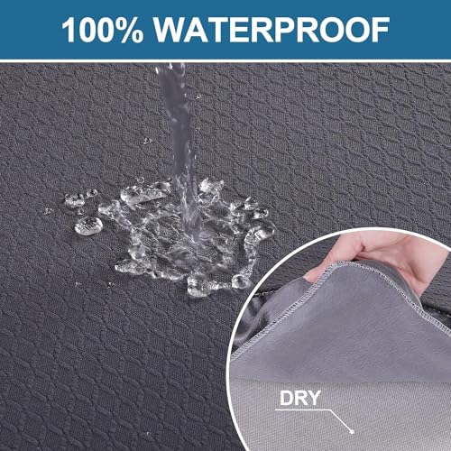 Image of Smiry Waterproof Seat Covers for Dining Room Chairs, No Rear Covers | Stretch Jacquard Removable Washable Chair Seat Slipcovers Protector, Set of 6, Dark Grey