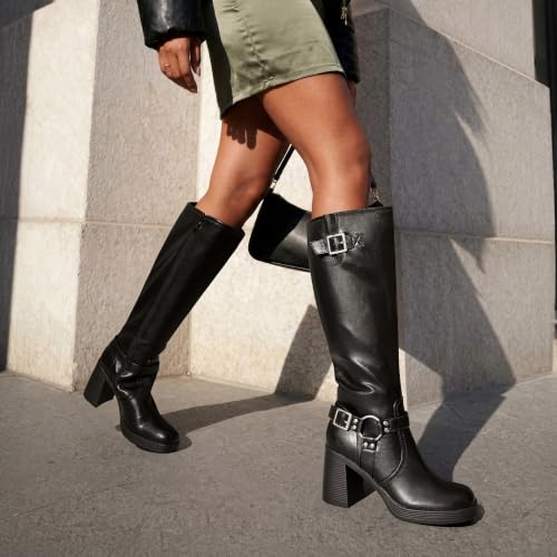 DREAM PAIRS Women's Platform Chunky Knee High Boots,Black,9 - image 8