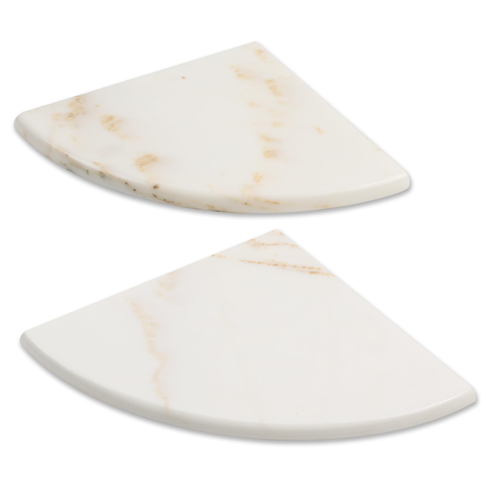 Lovdeco Marble Corner Shelf, Calacatta Gold Marble Corner Shower Shelf, Polished 9" Round Edge Corner Shelves for Bathroom, Kitchen, Office, Living Room, 2 Piece