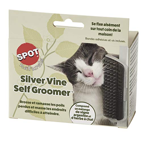 Image of SPOT Naturals Silver Vine Cat Self Groomer, Includes Silver Vine and Catnip Blend and Easily Mounts to Any Corner of Your House, Quick Cleaning