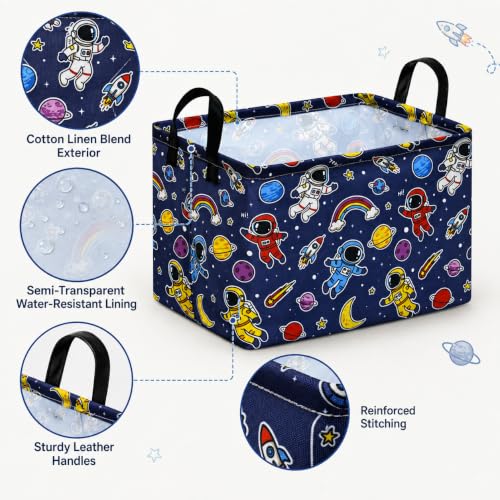 Image of Space Storage Basket for Boys, Rocket Toy Bin, Kids Gifts Basket