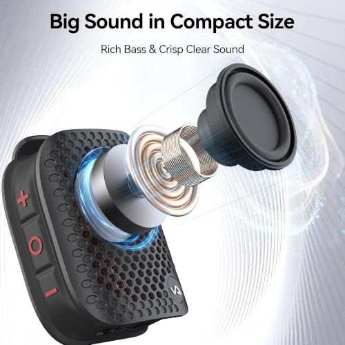 vanhuz Blaster Micro Wearable Bluetooth Speaker, Clip-On Wireless Small Portable Speaker with Built-in Mic (Non-Magnetic), IPX7 Waterproof, TWS, Hands-Free Music/Calls for Work/Cycling/Running, Black - image 2