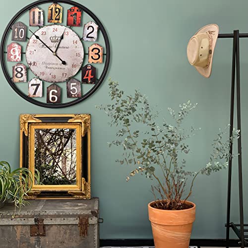 Yumyolk 60 cm Orologio da parete silenzioso, Orologio da Parete Circolare Facile Lettura, Orologio Moderno multicolore, per camera da letto, soggiorno, cucina, ufficio