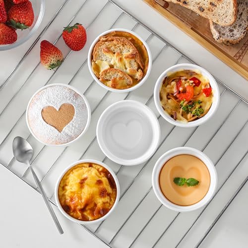 image for LOVECASA Ramekins 6 oz for Creme Brulee, Porcelain White Ramiken Set S