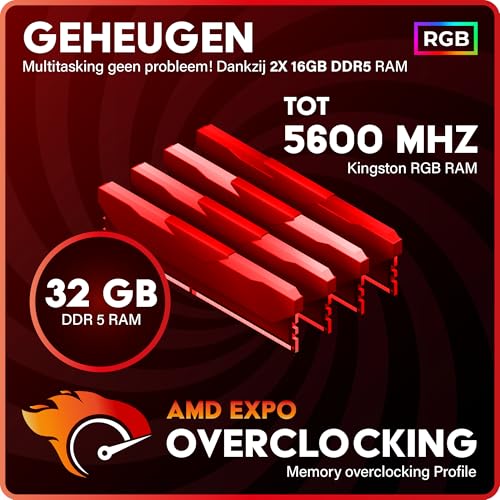 Greed® MKM - High End Gaming PC – AMD Ryzen 5 7500F + Nvidia Geforce RTX 5070Ti 16 GB - 4K & raytracing Computer - 5,0 GHz - RGB Desktop met waterkoeling - 32 GB DDR5 RAM - 1 TB SSD + Windows 11 Pro - Afbeelding 5