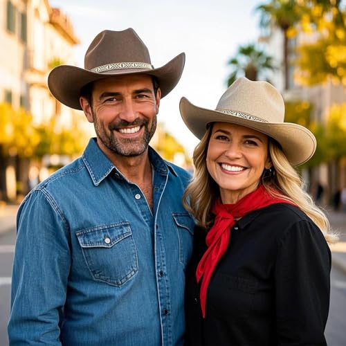 Image of Cowboy Hat Bands for Men Women, Leather Hatbands Belt for Cowboy /Western /Fedora /Cowgirl Hats