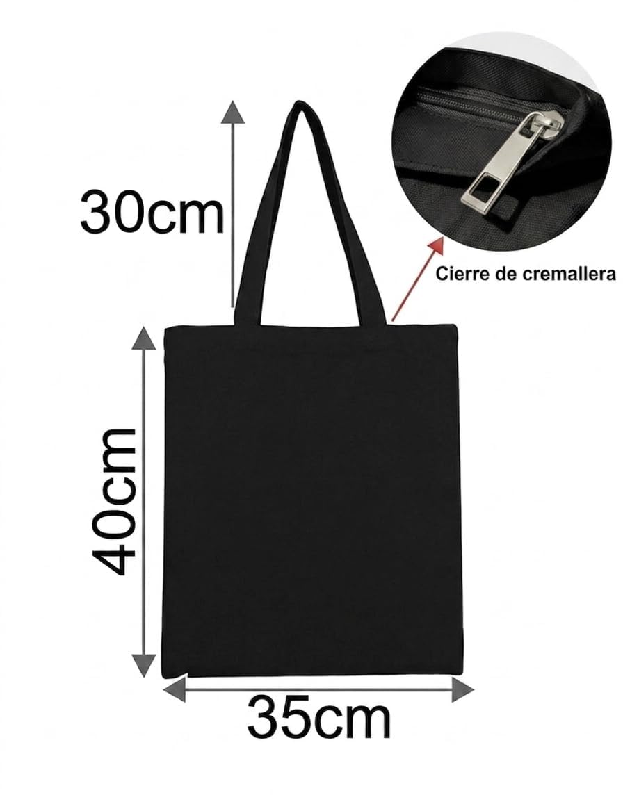 Pack De 1/3/9 Bolsas de Tela Con Cremallera, BEIG/NEGRO 35X40+30CM Gruesa 12A – Tote Bag De Calidad Premiun Reutilizable para Universidad, Trabajo, Compras y DIY — view 3