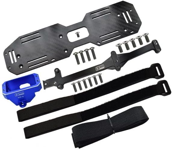 Aluminum 7075-T6 Servo Mount And Carbon Fiber Battery Compartment For Traxxas 1/8 4WD Sledge Monster Truck 95076-4 - 22Pc Set Blue