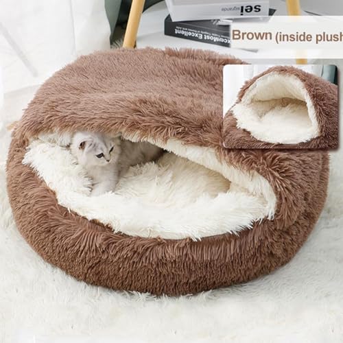 SHJOEE Flauschig Hundebett Muschelform 70cm Katzenbett Warm Tierbett Haustierbett Waschbar Hundesofa Katzensofa Plüsch Hundekorb Katzenkorb Weiche Kuschelbett für Den Schlaf im Innenbereich