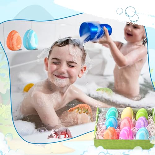 MeCids Bath Bombs for Kids with Surprise Toy Inside, 9 Pack Dino Egg Organic Bath Bomb with Dinosaur Toys, Bubble Bath Bombs Ball Kit for Kids Birthday Easter Toy Gifts - Image 6