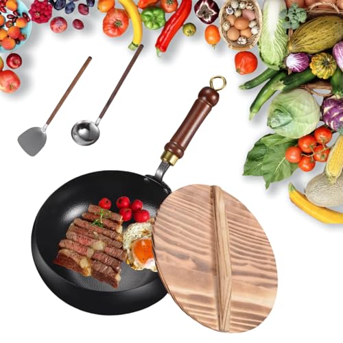 Wok de Hierro Forjado a Mano con Tapa 9.45 Pulgadas miniatura 1
