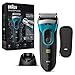 Braun Series 3 ProSkin 3080 s - Afeitadora eléctrica hombre, afeitadora barba inalámbrica y recargable, Wet&Dry, máquina de afeitar, recortadora de precisión extraíble, negro/azul + base de carga