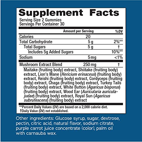 Natural Vitality Brain Health & Memory Gummies; Provides Daily Brain Health Support; Functional Mushroom Extract Blend; Vegan, Gluten Free; Delicious, Raspberry Flavored; 60 Gummies* - Image 4