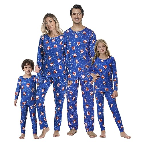 VENTELAN Family Matching Christmas Pajamas Set Holiday Santa Claus Sleepwear Xmas PJS Set for Couples and Kids Kids 3T Blue-father Christmas