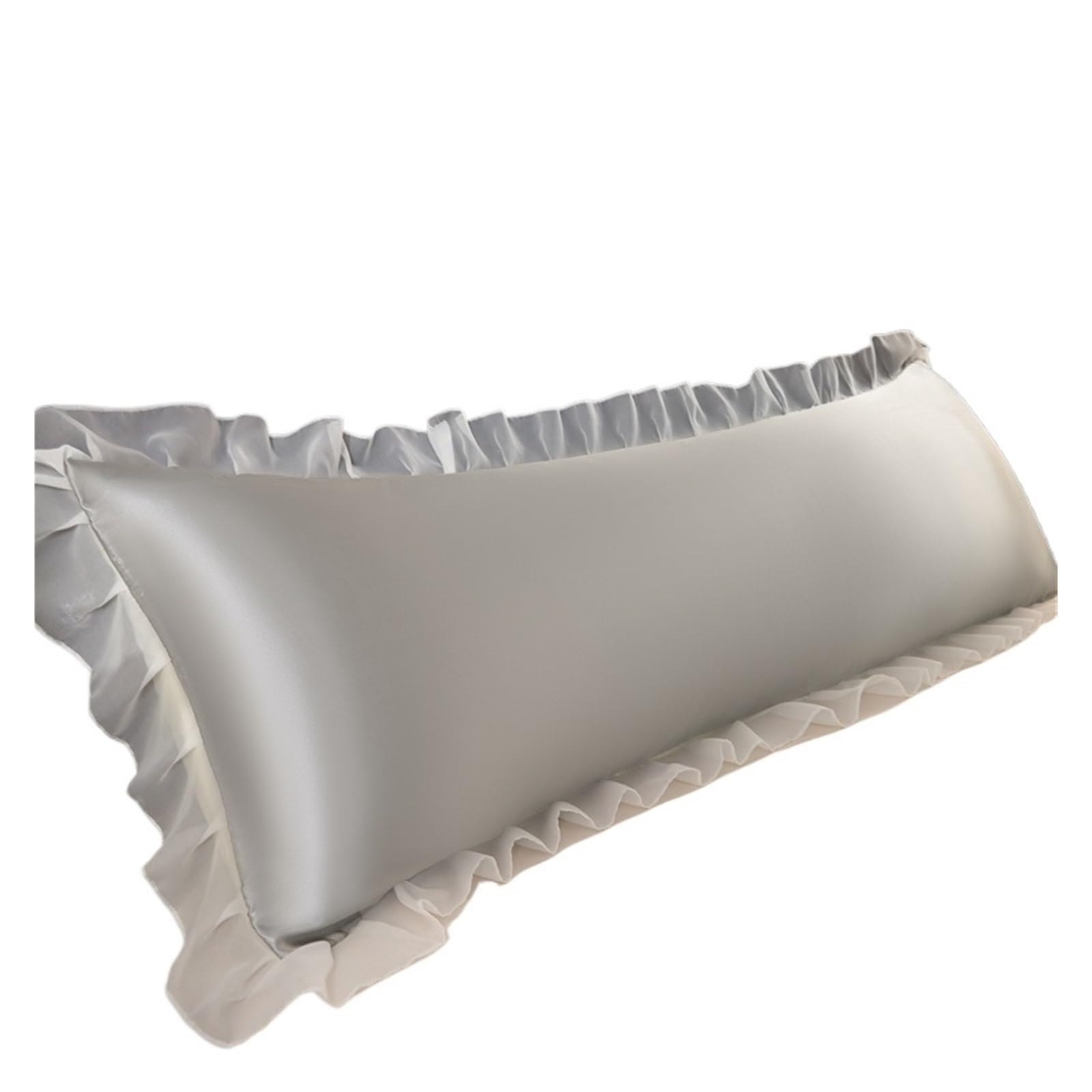 LYXYGMV 1pc Satin Silk Pillowcase Ruffles Double Cover Lace Smooth Long Pillow Sham For the Bedroom(Color6,48x180cm 1pc)