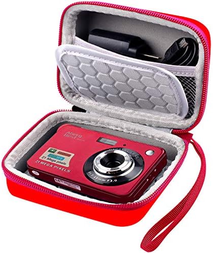 Carrying & Protective Case for Digital Camera, AbergBest 21 Mega Pixels 2.7" LCD Rechargeable HD/Kodak Pixpro/Canon PowerShot ELPH 180/190 / Sony DSCW800 / DSCW830 Cameras for Travel - Red
