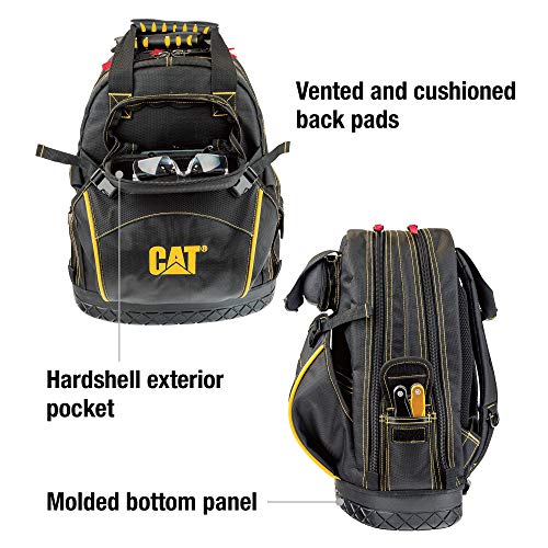 CAT 18-Inch Pro Tool Back Pack, 32 Pockets for Tool Storage and Organization, Premium 1680D Water-Resistant Polyester Weave, Padded Shoulder and Waist Support, Molded Bottom - 980197N by CAT - Image 4