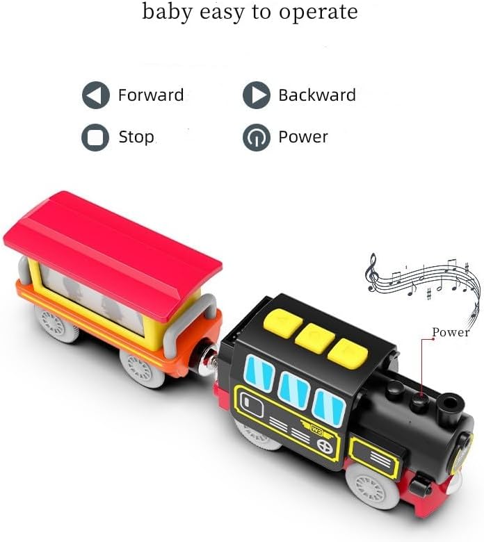 Miniatura 4 de Locomotora de vapor tren eléctrico a pilas para juguetes de pista de madera para niños pequeños y niños de 3 a 7 años, compatible con todas las