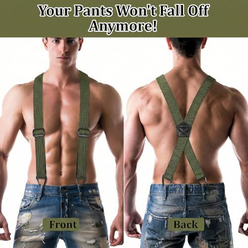 Image of SUNEZLGO Suspenders for Men Heavy Duty, X Back Hidden Suspender 1.5 inch Under Clothing, Adjustable Work Suspenders for Men Women