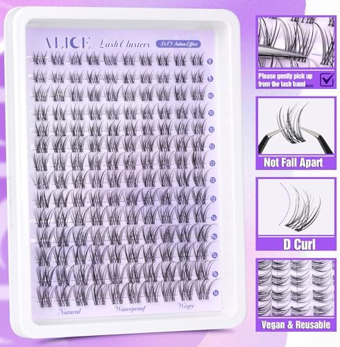 ALICE Natural Lash Clusters Lash Extensions Invisible Band Waterproof 8-16mm Cluster Eyelash Extensions Wispy Eyelash Clusters Individual Lashes Cluster Lashes - 5