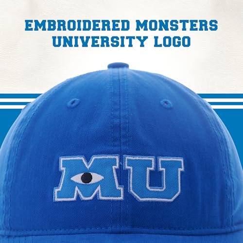 Image of Concept One Unisex Adult Disney Pixar Monsters Inc Monsters University Baseball Cap, Adjustable Dad Hat, Blue
