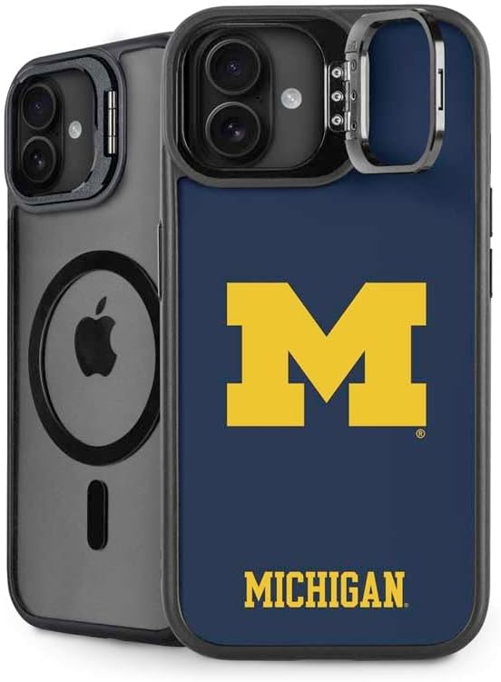 Skinit Kickstand Phone Case Compatible with iPhone 16 - Officially Licensed University of Michigan M Logo Design