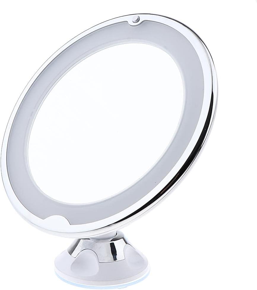 Lighted Makeup Mirror 10X Magnifying with Suction Cup, Adjustable Travel Vanity Mirror