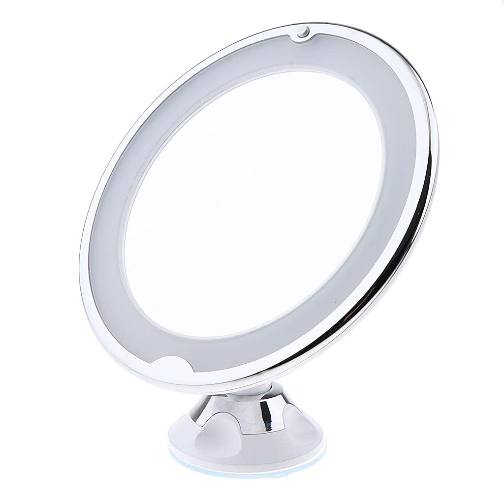 misppro Specchio da trucco illuminato con ingrandimento 7x, con ventosa, specchio da viaggio regolabile per piano di lavoro del bagno